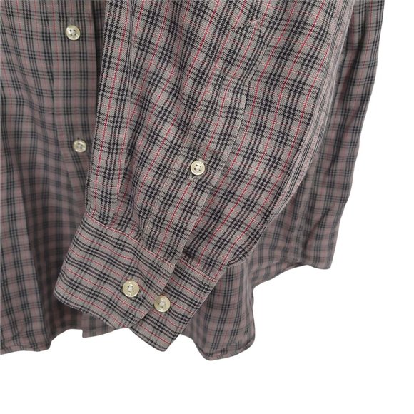 Saddlebred Long Sleeve Button Up Shirt Mens Size L Black Red Plaid - Picture 4 of 7